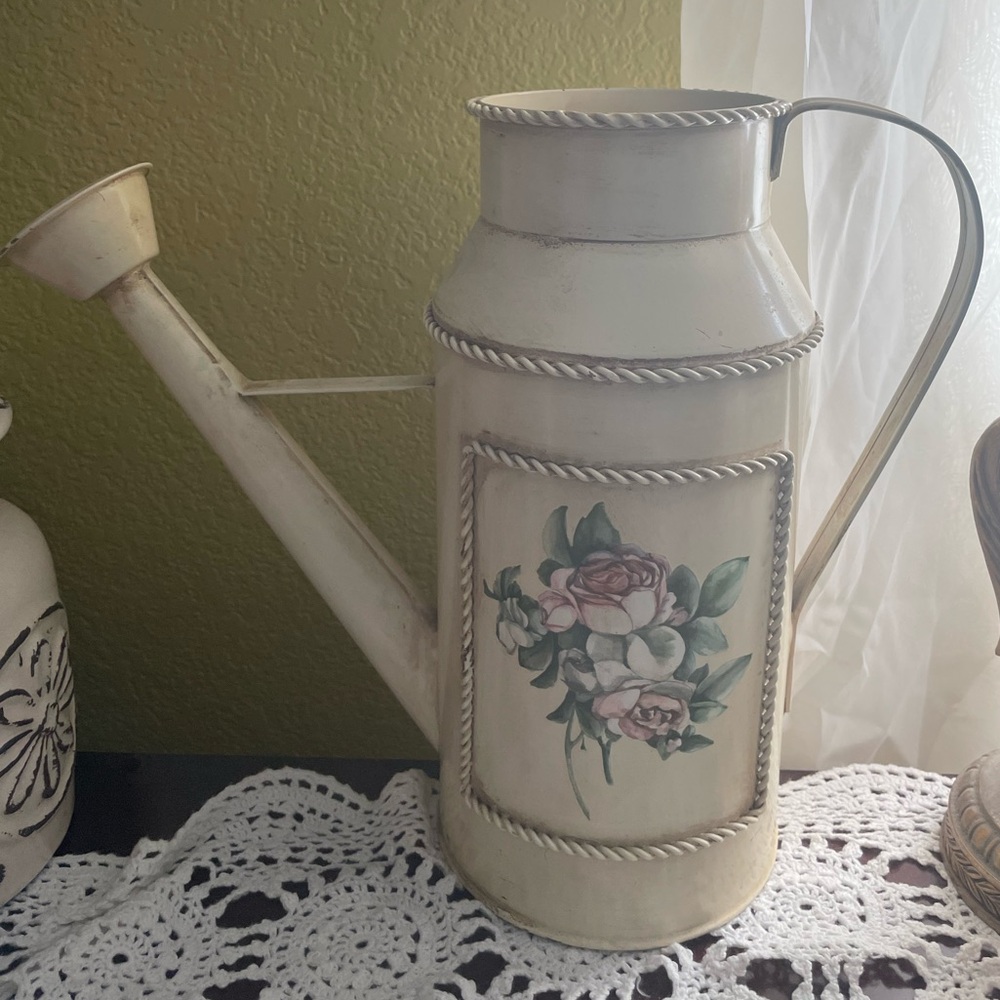 12” Vintage Floral Water Can